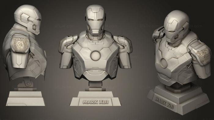 Бюсты монстры и герои (Железный Человек Марк 42, BUSTH_0898) 3D модель для ЧПУ станка